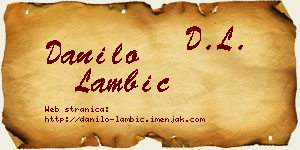 Danilo Lambić vizit kartica